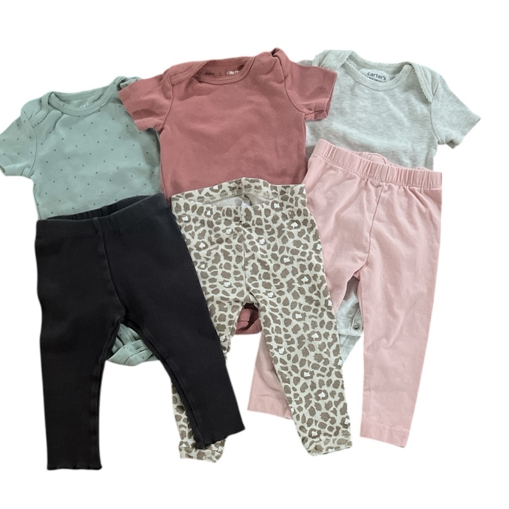 Mix & Match 12 M Toddler Pants and Short Sleeve Onesie Bundle Free Bonus Item